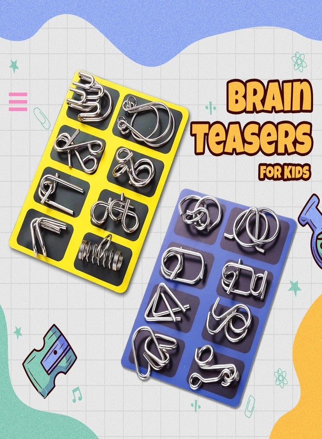 HomeAura 16 Piece Metal Puzzle Games Set for Adults & Kids Brain Teaser Puzzles for IQ Testing | Boredom Buster Metal Puzzles for Adults Disentanglement Puzzle Game | Unlock Interlock Toys Kids Adults - Image 2